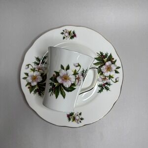 Duchess Fine Bone China Floral Mug and‎ Plate Set Made in England Gold Rim